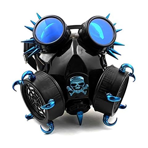 Steampunk Gas Mask with Goggles, Gothic Mask with Bule Spike for Cosplay Costume (Goggles with mask) Cover