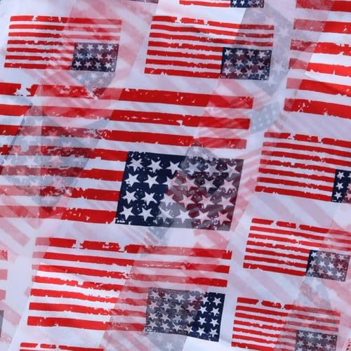 CTM Women's Lightweight Satin American Flag Print Scarf3