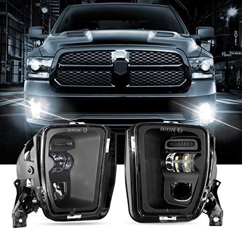 Auxbeam LED Fog Lights Replacement for Dodge Ram 1500 2013 2014 2015 2016 2017 2018, Bumper Driving LED Fog Lamps for Ram 2013-2018, w/Adjustable Light Source, 2 Pcs Black