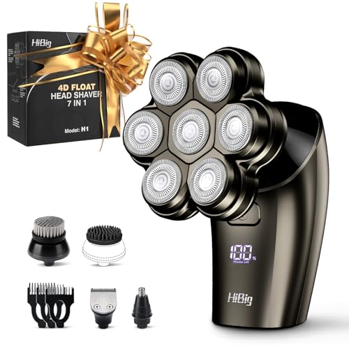 HiBig Head Shavers for Bald Men - 7D Arc Electric Razor with Magnetic Detachable Head, Waterproof...