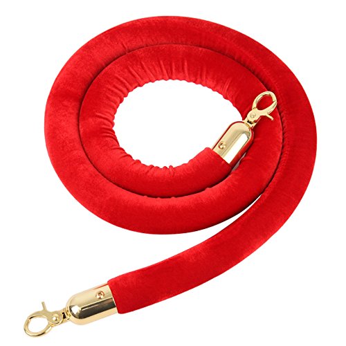 Samger Samger Corde de barrière de Velours 150 cm Ligne de File d'attente pour contrôle des foules avec Crochets (Or) Cover