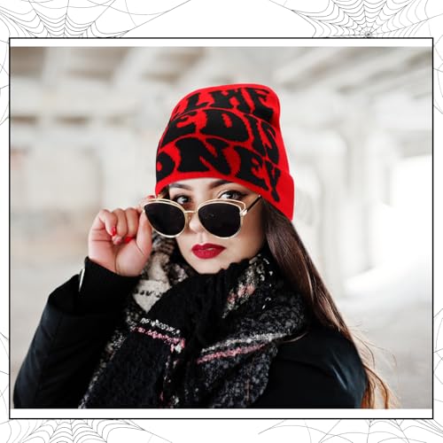 Image of Ramede 4 Pcs Y2k Beanie - Double Sided Graphic Beanies for Men and Women, Acrylic Knitted Y2k Hats Accessories