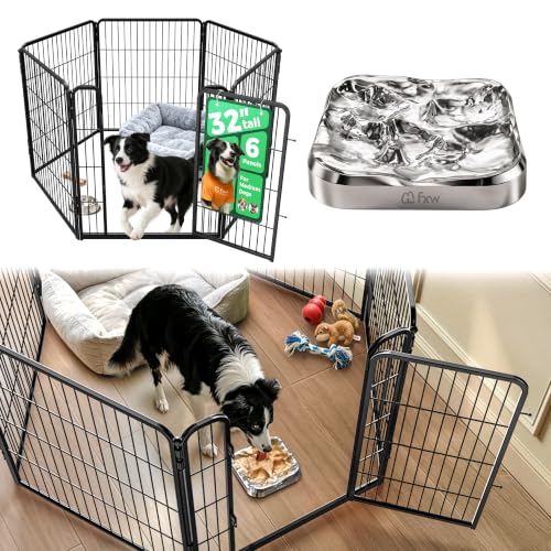 Image of FXW Homeplus Indoor Dog Playpen with Lick Mat, 32 inch H 6 Panels