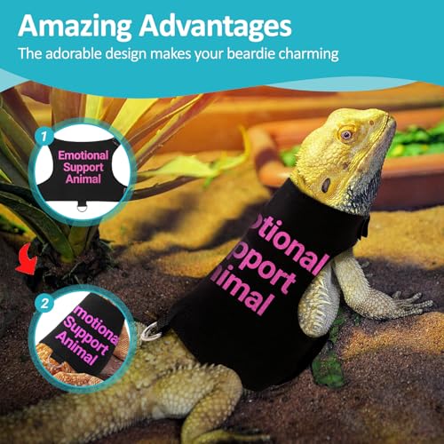 Image of Bearded Dragon Lizards Clothes with Leash Set - Cute Lizard Reptile Small Animal Adjustable Harness Clothes for Walking Outdoor Security Costume Photo Prop(Pink
