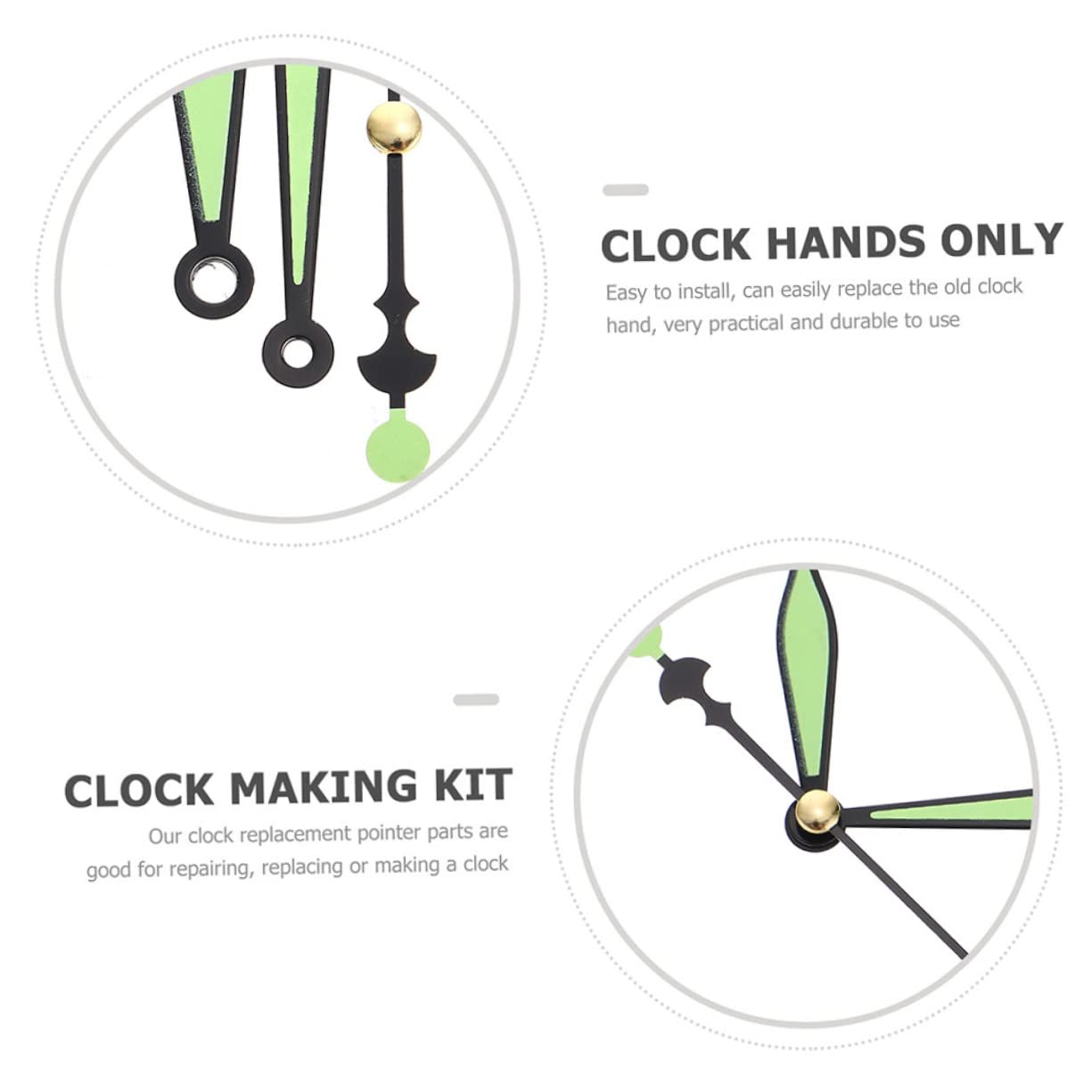 DOITOOL 50 Sätze Leuchtende Hände Zeiger der Wanduhr Ersatz-Uhrzeiger Mechanismen leuchtende Uhrzeiger Teile wanduhren Repair kit dekoringe Bequeme Uhrzeiger dekorative Uhrzeiger Aluminium