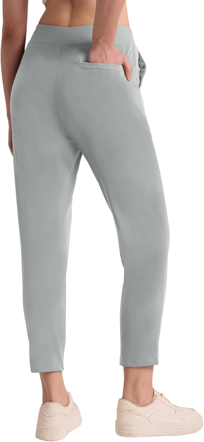 QBK Women's Petite Ankle Pants 25"/27" Stretchy Pull On Work Dress Business Casual Slacks with Pockets for Yoga Travel Golf - Image 2