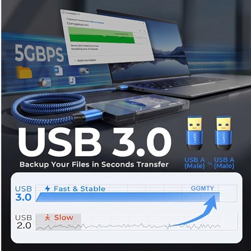 Image of USB to USB Cable 3FT(2 Package),Durable Braidedfor USB 3.0 Male to Male Type A to Type A Cable Data Transfer Compatible with Hard Drive, Laptop, DVD Player, TV, USB 3.0 Hub, Monitor, Camera