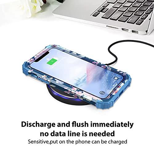 Rancase For Iphone 11 Case,Three Layer Heavy Duty Shockproof Protection Hard Plastic Bumper +Soft Silicone Rubber Protective Case For Apple Iphone 11 6.1 Inch,Navy Blue Flower #TOP7