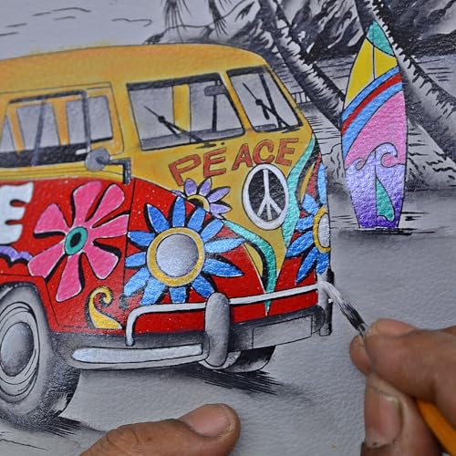 Anna by Anuschka Women's Original Genuine Leather Hand-Painted Small Multi Compartment Zip-Around Organizer - Leather Handbag for Women - Happy Camper3