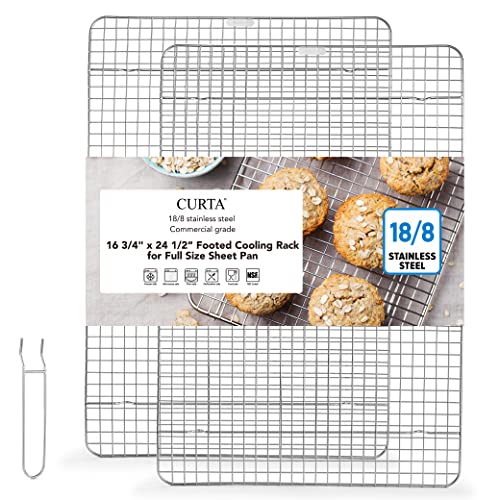 CURTA 2 Pack 16.8" X 24.4" Chef Cooling Rack,NSF Listed 18/8...