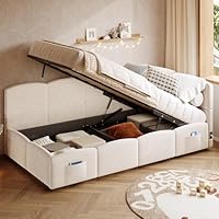 RIAZOS Daybed Single Upholstered Bed Sofa Bed with USB &Type C Charging Sations, 3FT Single Bed 90x190cm with Trundle,Pull out Trundle for Living Room and Bedroom, Velvet