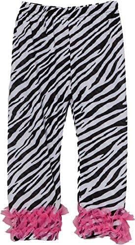 wenchoice Girl's Zebra Printed Legging with Hot Pink Double Ruffle  L(5T-6T)