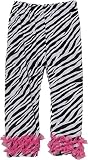 wenchoice Girl's Zebra Printed Legging with Hot Pink Double Ruffle  L(5T-6T)