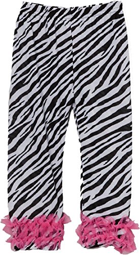 Wenchoice Girl's Zebra Printed Legging With Hot Pink Double Ruffle  L(5T-6T) #TOP2
