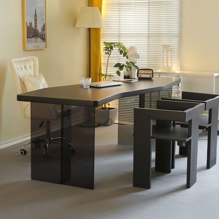 Schreibtisch Acryl Massivholz Schreibtisch Einfacher Moderner Schwarzer Computertisch Rechteckiger Werkbank Büroschreibtisch Büro Desk(A,180 * 80 * 75cm)