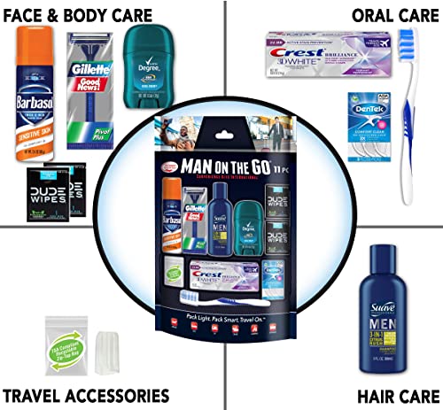 Convenience Kits International Men’s 11 Piece Kit with Oral Care and Grooming Essentials, Featuring: Travel Size Products, Blue - Image 3