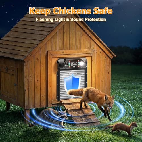 Image of Automatic Chicken Coop Door Solar Powered, Auto Chicken Door Opener