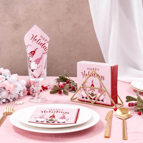 WRAPAHOLIC 50Pcs Christmas Gnomes Paper Napkins - 3-Ply Disposable Cocktail Napkin for Christmas Party Supplies Tableware, Xmas Holiday Party Decorative Towels - 5 x 5 In – Image 8