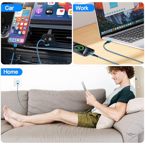 Image of Car Carplay Cable Fast Charging 3FT /2Pack for iPhone 17e 17 Pro Max Air 16e /16 /16 Pro /16 Pro Max /16 Plus /15 Pro Max,3.1A USB Type C Charger Cord Car Fast Cable for Samsung Galaxy S26 S25 A17,Pixel 10a