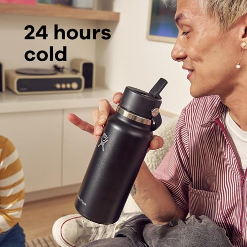 Image of Hydro Flask Water Bottle - Insulated Stainless Steel - Wide Mouth Flex Straw Lid, Non Spill, Leakproof and Refillable in 32 Oz Supernova Purple