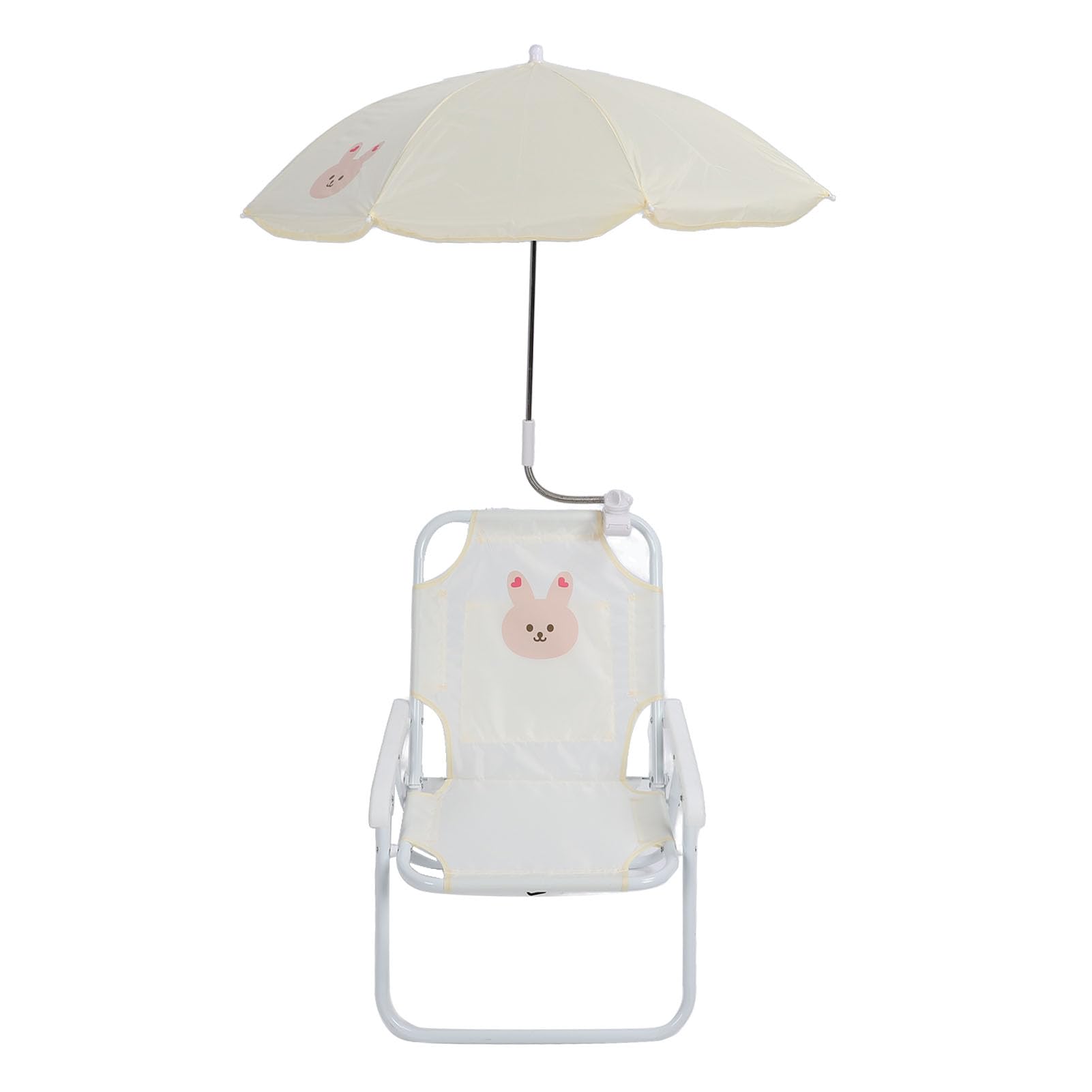 Silla de Playa para Niños, Sombrilla a Prueba de Sol con ángulo Ajustable, Diseño Plegable Portátil Liviano para Actividades Al Aire Libre, Viajes en la Piscina y la Playa (Conejito)