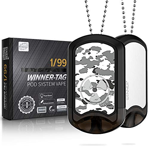 Sigaretta Elettronica Kit Completo, Manvap Minifit Indossabili Ecig Svapo Starter Kit, Dog Tag Vape Box Mod, 2 ml Atomizzatore, E Sigaretta/Shisha Senza Nicotina, No E-Liquido (Bianco)