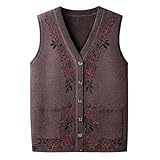 Strickweste für Damen, Mittelalter, Senioren, große Größe, ärmellos, Pullover, Mutter-Weste, coffee, 46
