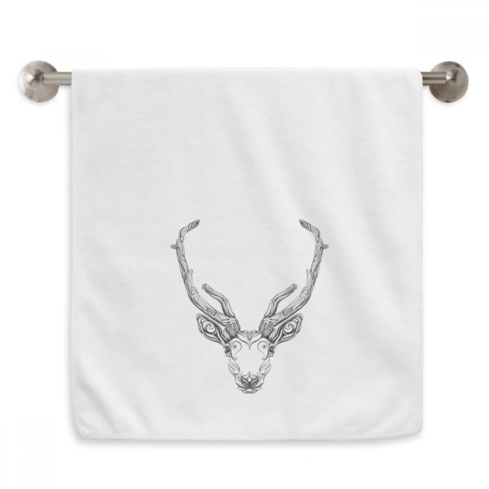 Serviette Longicornes Cerf en coton blanc moelleux de 13x29 pouces