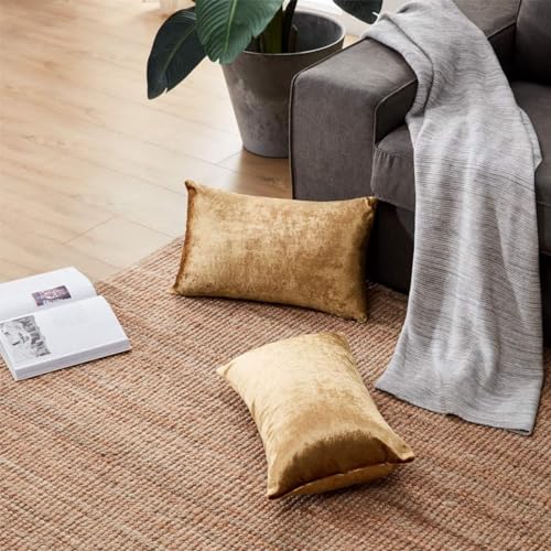 Image of Khooti Velvet 200 TC Cushion Cover Pack Of 1-14 inchX20 inch /36X51 Cm-Color-Copper Gold-Soft Pillow Covers Cushion Case For Sofa Bedroom Living room Chair Car