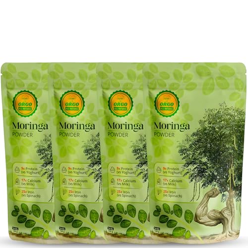 Image of Moringa Powder 400 g, Certified Drumstick Leaf, Pure Murungai Pisin, Munagaku, Sahjan Leaves, Mookirattai, Fresh Moringa Oleifera Leaves Powder for Eating, Hair, Kids, Baby (100g, Pack of 4)