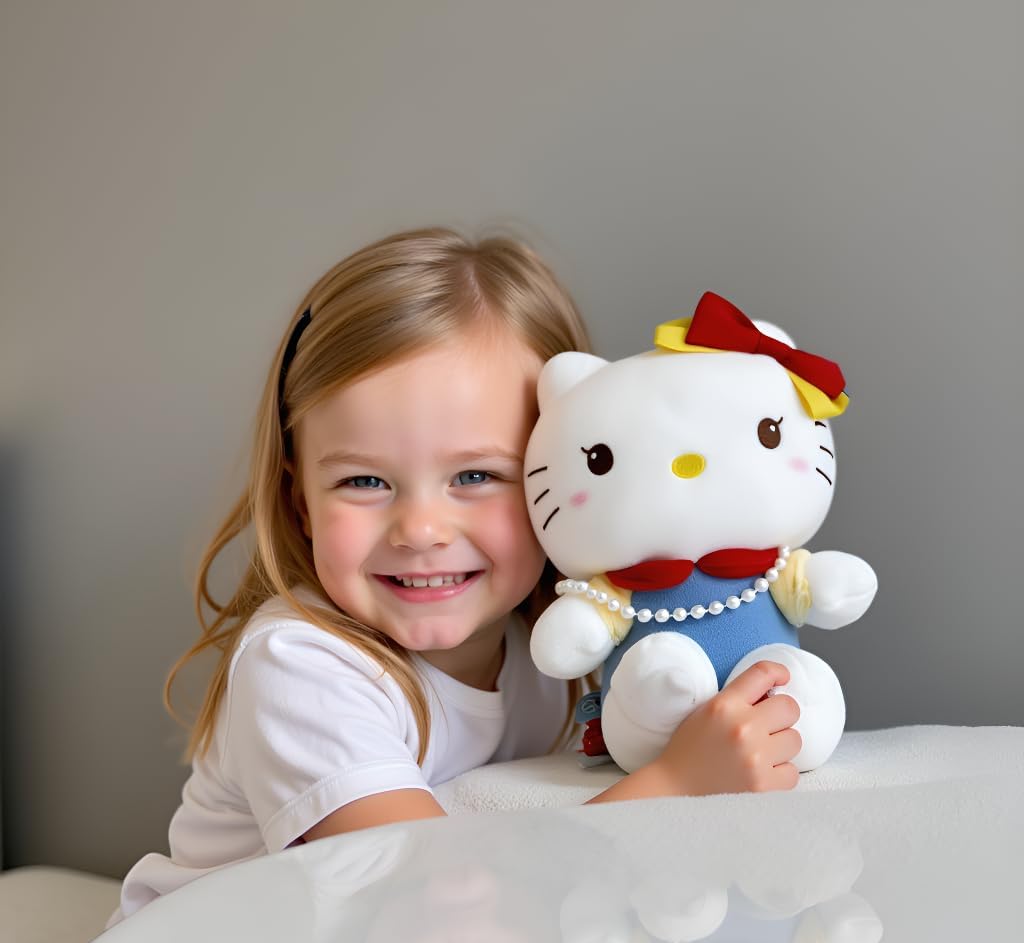 Kitty Plushie 10" – Adorable Kawaii Cat Stuffed Animal, Cute Soft Plush Doll Toy Gift for Kids, Teens, Girls, and Kitty Lovers, Collectible Cuddly Decor (Pearls Classic)