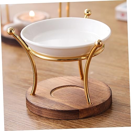 Difusor aromático eléctrico con base de madera y soporte para vela miniatura 5