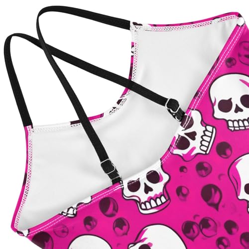 Skull Rose Red Girls One Piece Swimsuit Beach Swimwear 208502174