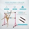 VIVOHOME Portable Anti-Slip 4ft Adjustable Ballet Barre Bar with Beechwood, EVA Pad for Home Gym Double Stretching Freestanding Dance Equipment 330LBS Capacity Stable Pink