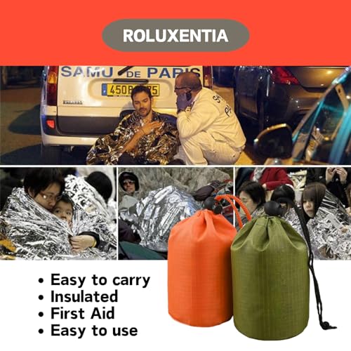 Emergency-Survival-Sleeping-Bag-2-Pack-Thermal-Portable-Bivy-Sack-Waterproof-for-Camping-Hiking-Outdoor-Activities-Lightweight-Compact-Blanket-for-Travel-Orange-Green