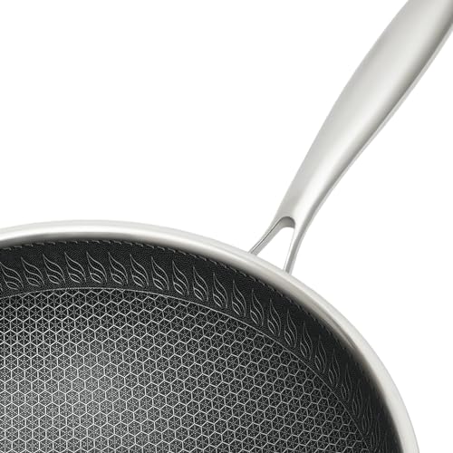 Wok de acero inoxidable con textura panal 34 cm miniatura 7