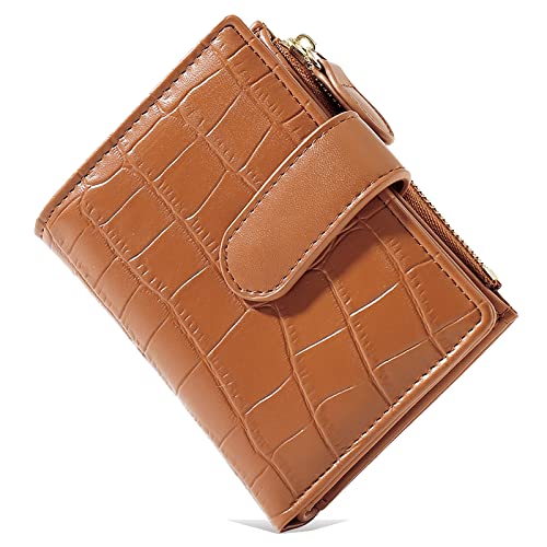Aeeque Pince à billets avec porte-cartes - Petite boîte - 7 titulaires de cartes - Fermeture éclair en cuir synthétique - Portefeuille pour femme - Avec clip pour argent, Marron #1 Cover