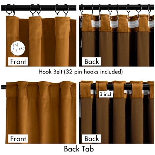 Image of MIULEE Velvet Curtains 50W x 84L 2 Panels Golden Brown Blackout Curtains | Luxury velvet fabric, pinch pleat design, back tab hooks, thermal insulated, blackout light blocking, for living room bedroom