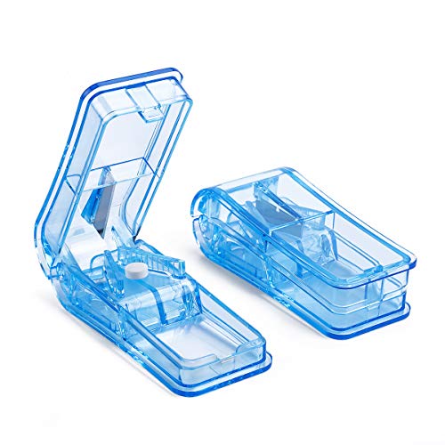 Pill Cutter (2 Pack), Opret Pill Splitter with Blade for Small Pills Large Pills Cut in Half Quarter for Tablet Vitamin Medicine