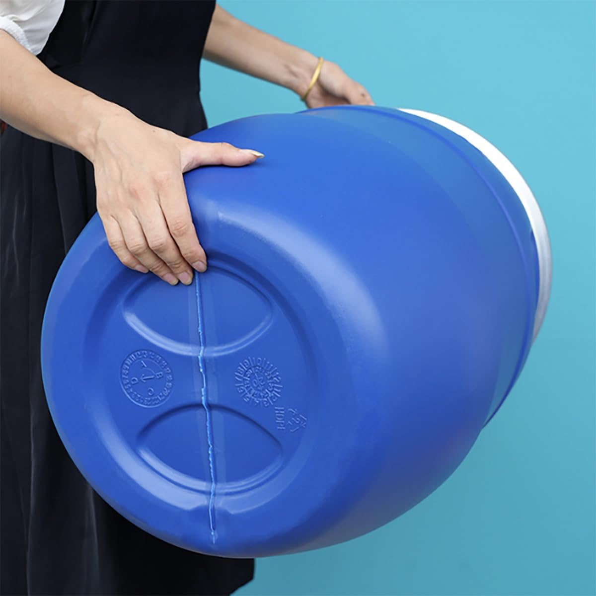 Grande Fusto Fusti Stoccaggio con Coperchio Aperto Plastica Blu, Contenitore Stoccaggio Industriale A Tenuta d'Aria per Stoccaggio e Trasporto Esterno(60L)