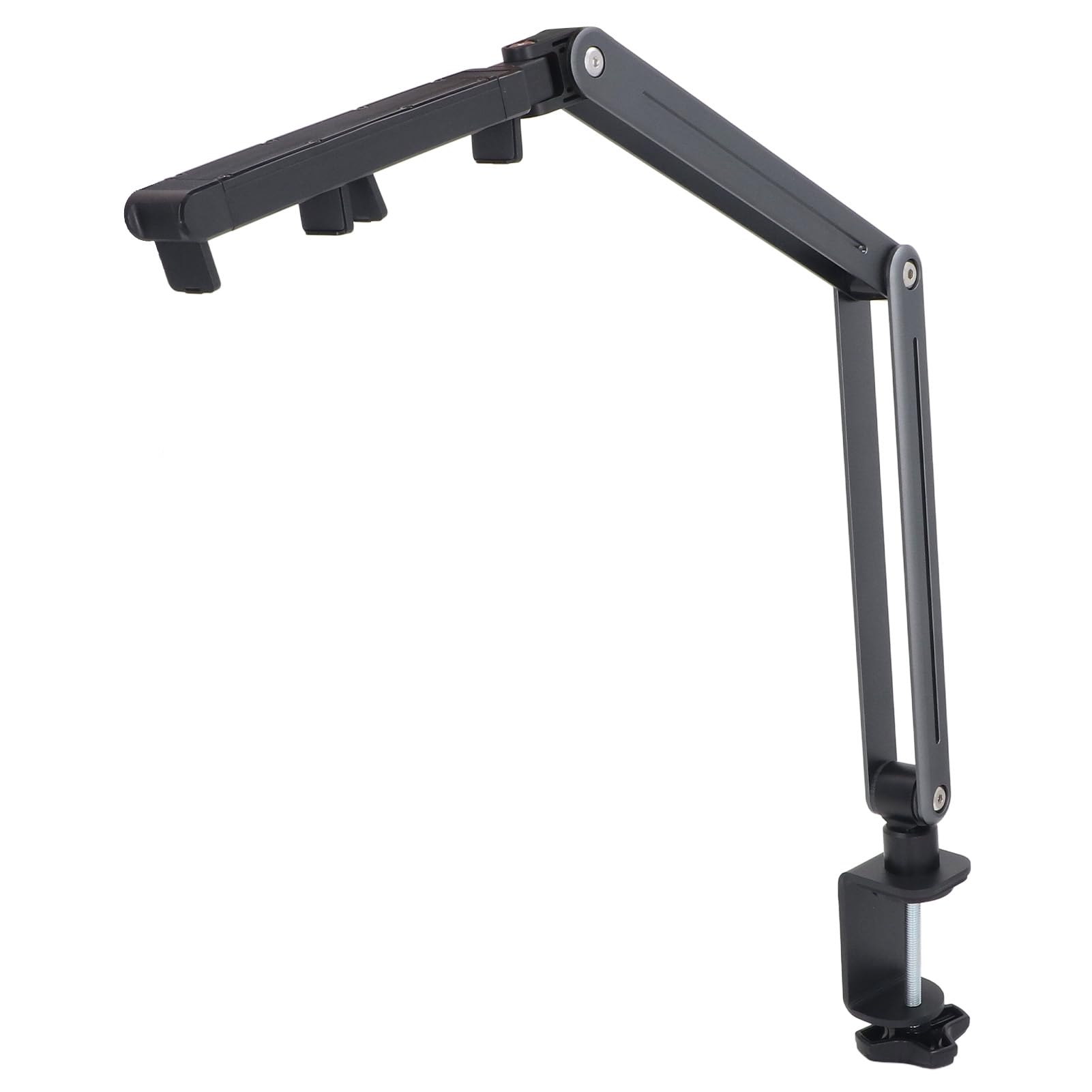 Support de Bureau pour Tablette, Alliage d'aluminium, Rotation à 360 Degrés, Support de Bras de Tablette Réglable en Hauteur, de Pliable avec Clips Renforcés pour Bureau, Lit, Intérieur et