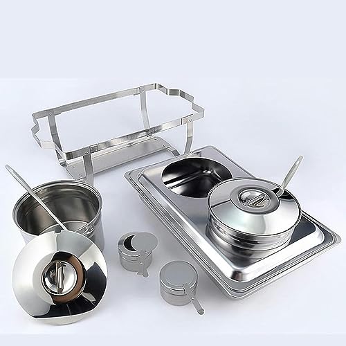Stainless Steel Buffet Warmer Set, Collapsible Hot Pot Chafing Dish With Lid For Catering Weddings. Bandeja de comida duradera mantiene los aperitivos calientes. Fácil de reunirse y limpiar para fiest