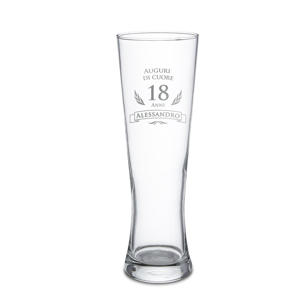 AMAVEL Bicchiere da Birra Weiss con Incisione Freccia Cupido, Personalizzato con Nomi e Data, Calici da Collezione in Vetro, Accessori Decorativi