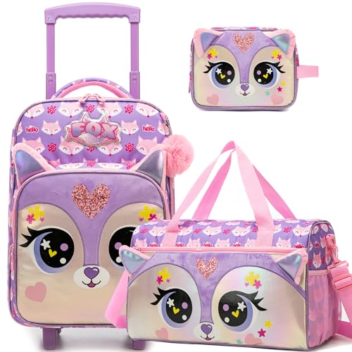 HTgroce 3Pcs Maleta de Viaje Cabina Infantil con Bolsa de Deporte Niña, Neceser Viaje, Equipaje de Mano