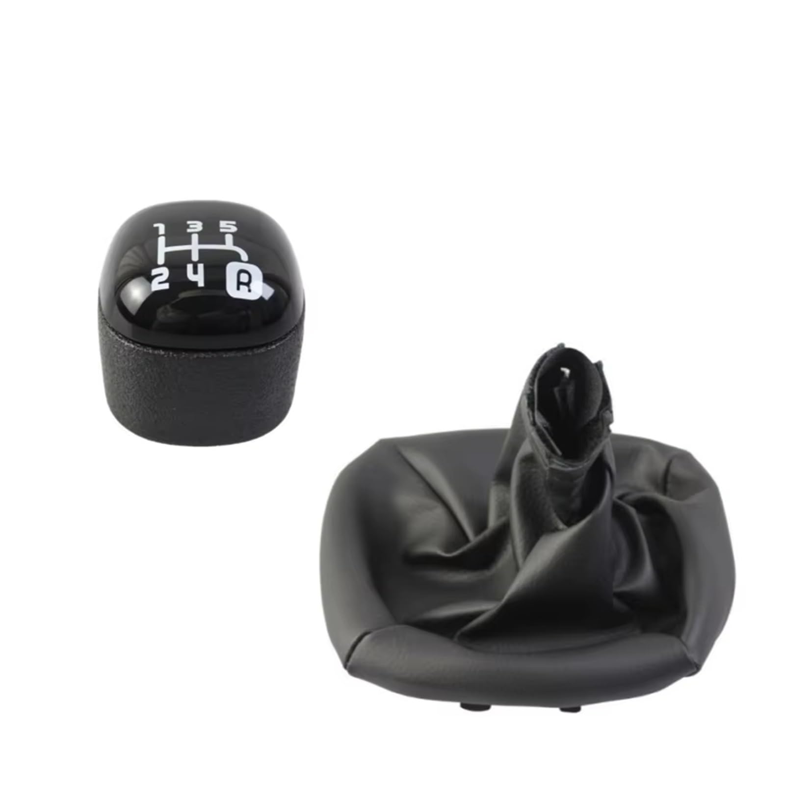 Qwqaab 1 Set Manual Gear Knob Manual 5 Speed Gear Shift Knob Pu Black For Fiat For Panda 2012-2020 46315999 48Yt7180(1 Set)