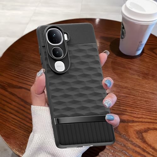 Image of Pikkme Back Cover for Vivo Y400 Pro 5G Soft Grip 3D Hexa Cube Texture Silicone Bumper Case (Black)