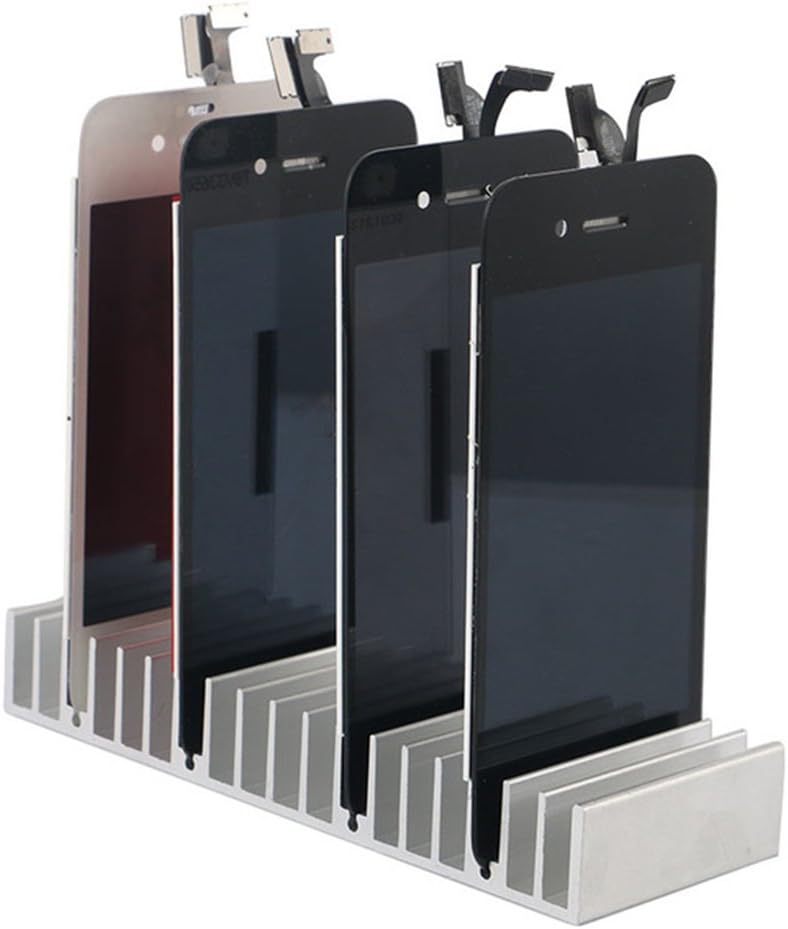 Yomanic Aluminum Metal LCD PCB Holder Tray Slots for iPhone Samsung LCD Panel Refurbish Support Station Phone Repair Tools (Small)