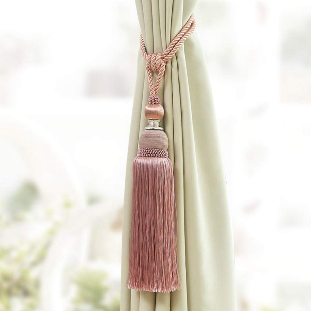 Vorhang-Quasten-Raffhalter, Zuhause, Fenster, Vorhangzubehör, hängende Kugel, europäische Quaste, Raffhalter, geflochtener Halter für Wohnzimmer (Rosa)