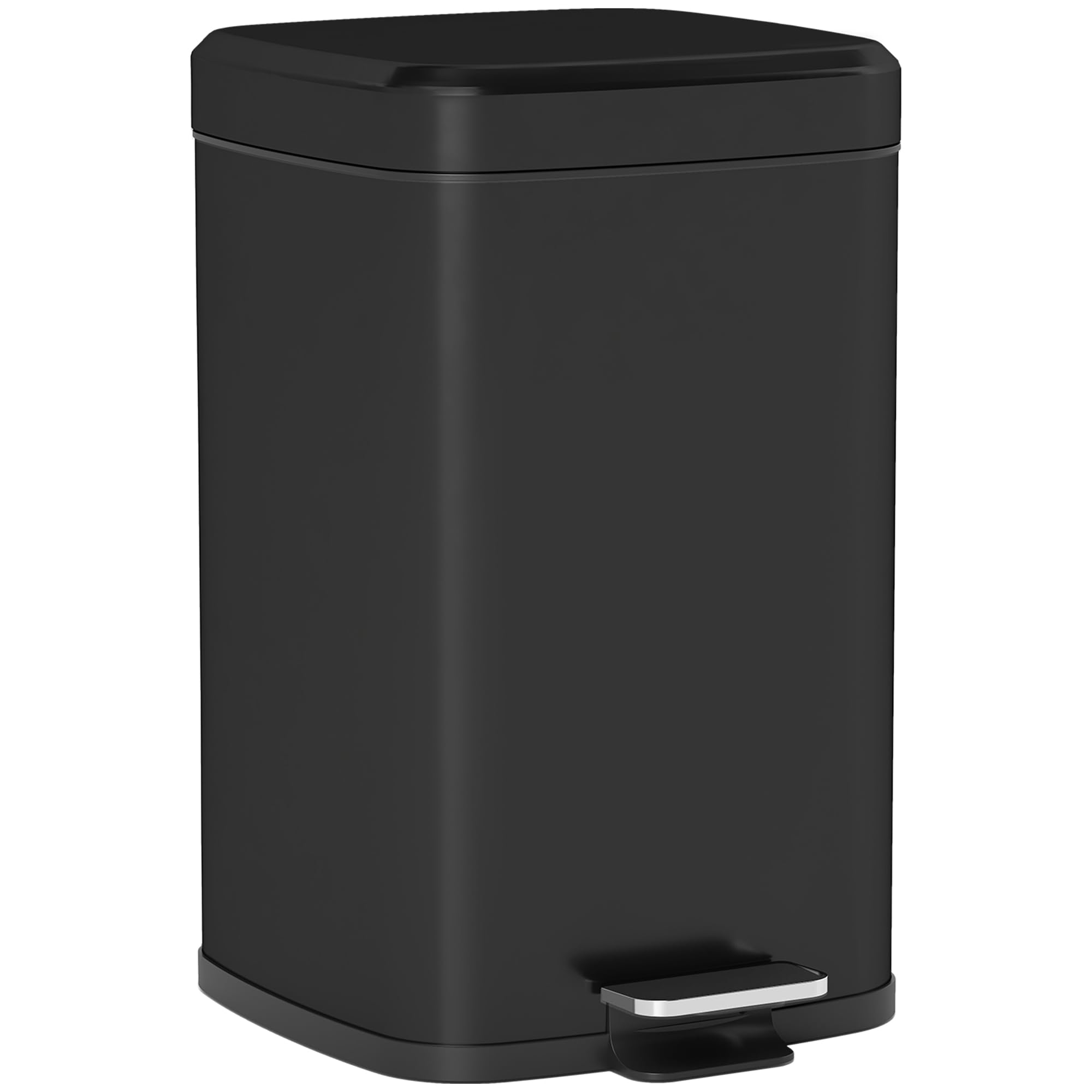 HOMCOM 20L Kitchen Pedal Bin - Soft-close Lid, Metal Rubbish Bin, Black