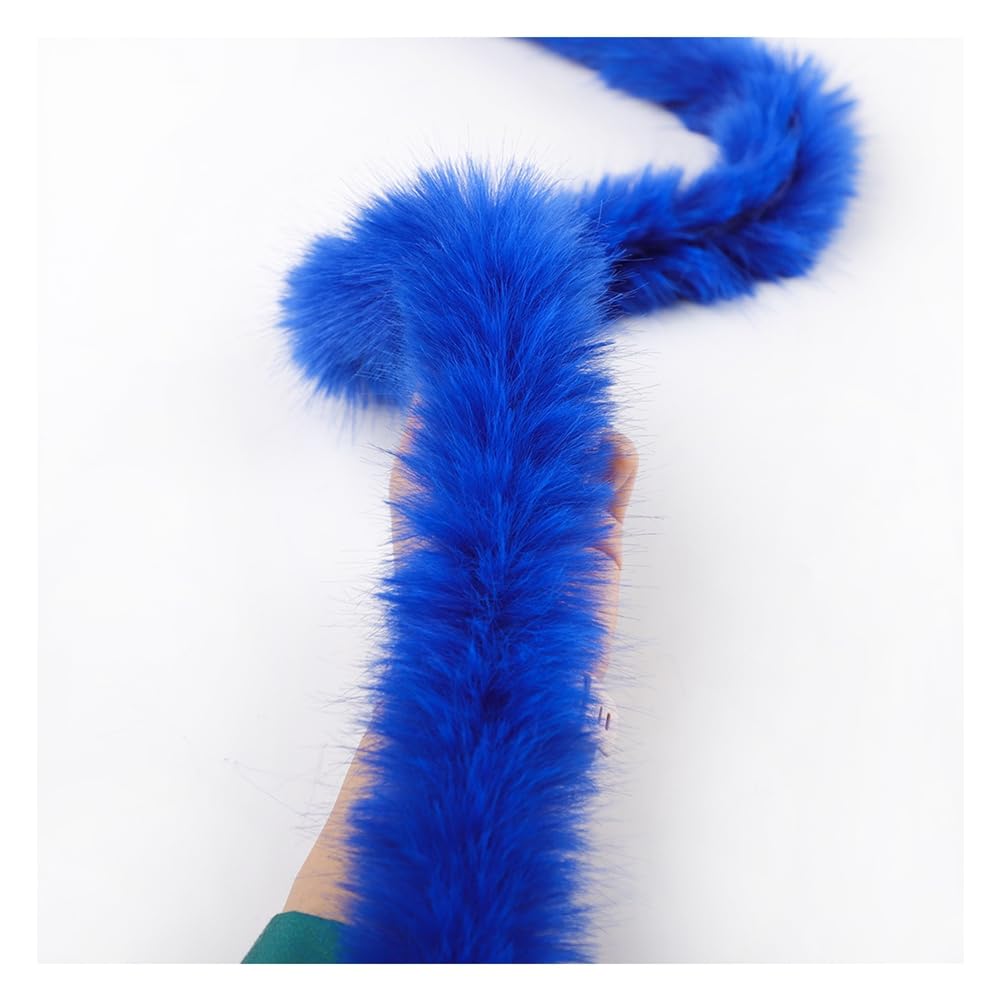 Rockreyoa Faux Fur Border Fluffy Faux Fur Ribbon Plush Trim Fabric Border Handmade Material for Slippers Costumes Crafts Coats Gift Decoration Sapphire Blue 10 m